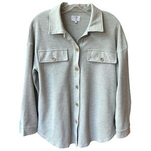 PLM Gray Waffle Knit Shirt Jacket S